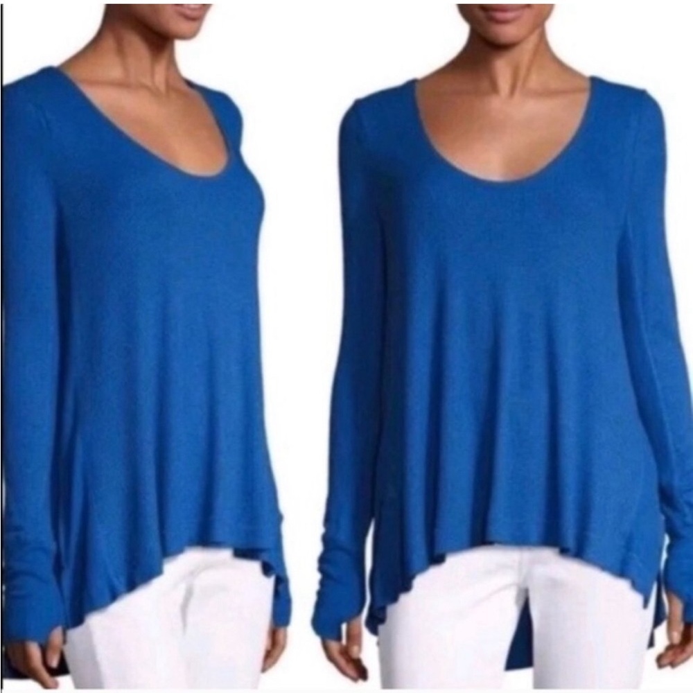 Free People Royal Blue Long Sleeve Scoop Neck Tunic